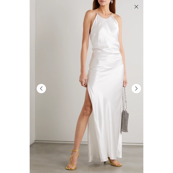 michael lo sordo silk satin maxi dress Michael Lo Sordo Drape Front Maxi Dress in Chocolate